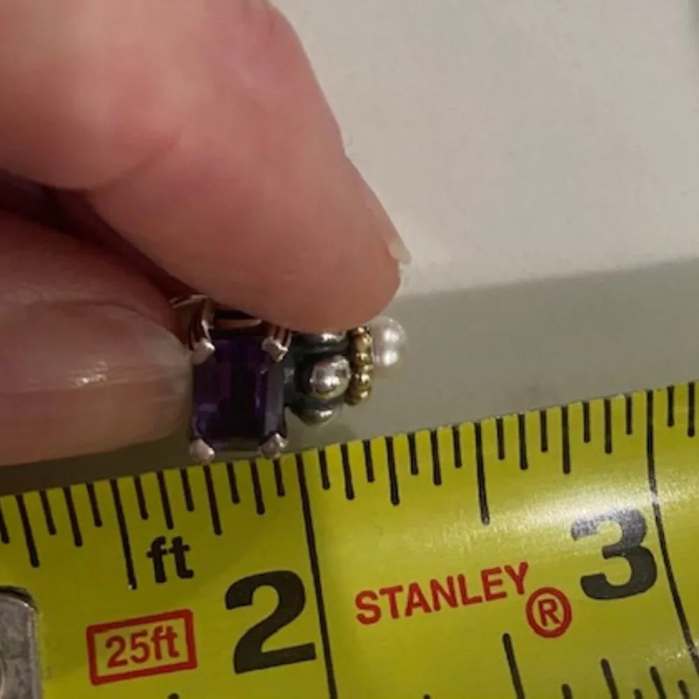 Lagos Caviar Amethyst & Pearl in 18k Yellow Gold & Sterling Silver Earrings - Picture 8 of 10